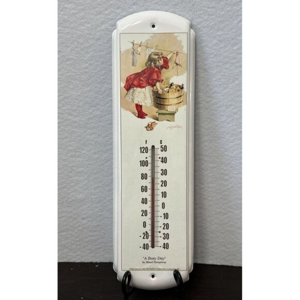 METAL "MAUD HUMPHREY" WALL THERMOMETER 17"x5"โ